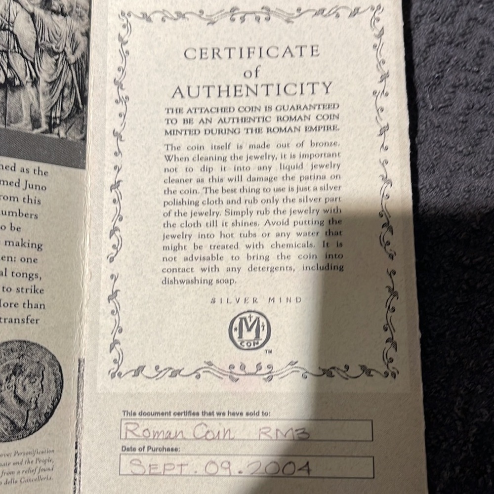 Silver Mind Authentic Ancient Roman Coin/Sterling… - image 4